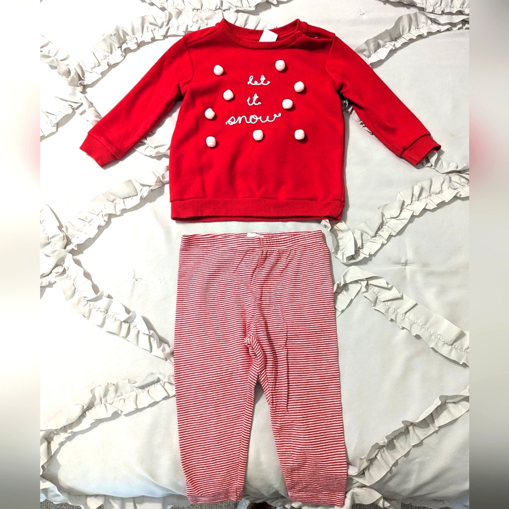 Let it Snow Sweater and pant set- toddler girl 18 month- Starting out Brand